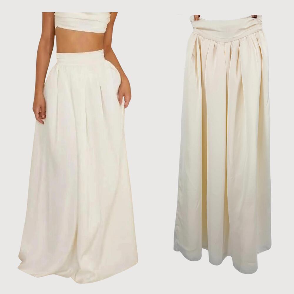 Oh Polly Satin Maxi Skirt NWT Cream Size 0